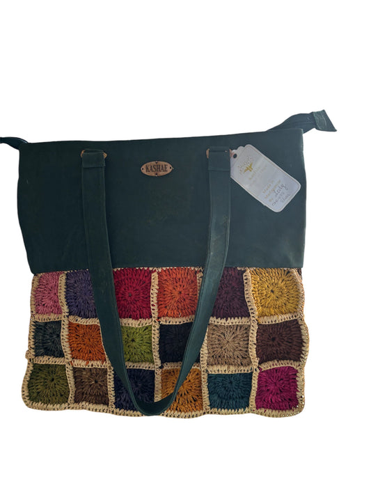 Cork and crochet tote bag medium