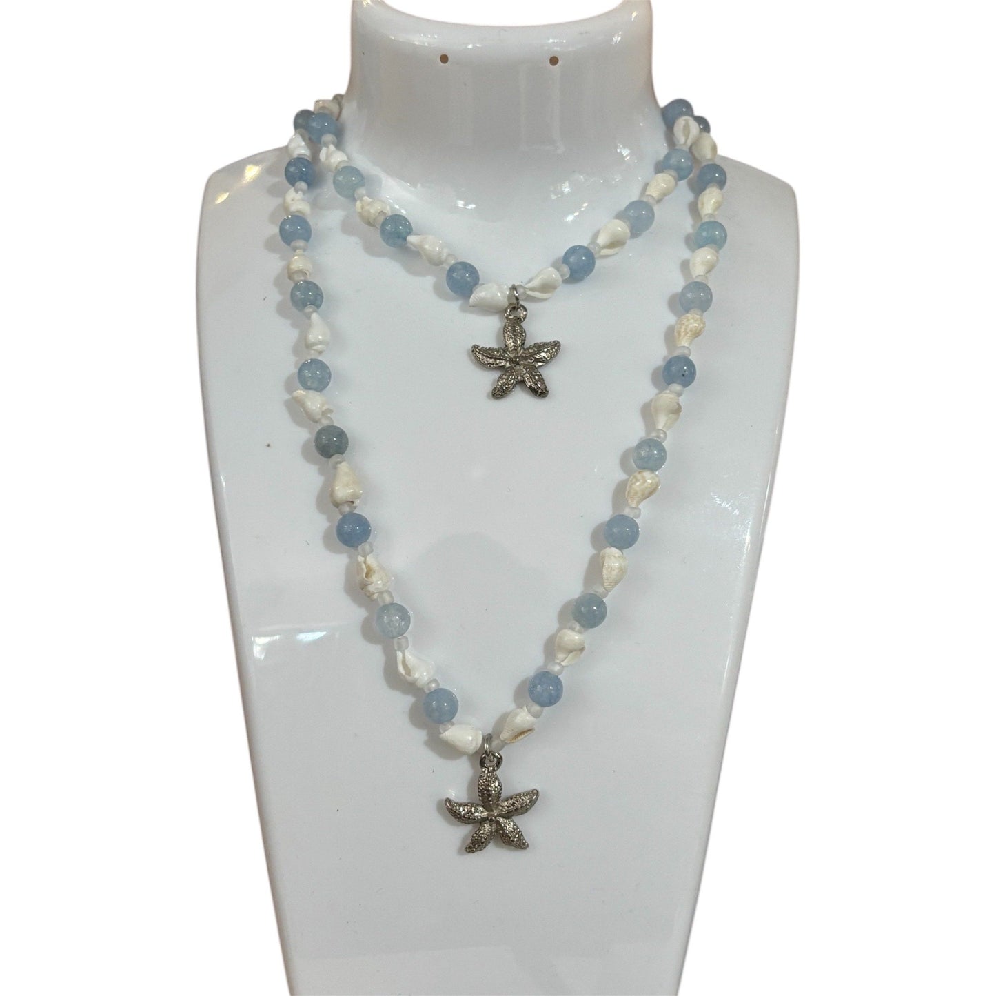 Starfish shell and bead necklace