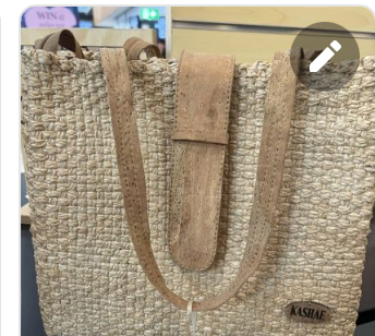 Envision braided bag with cork trim natural